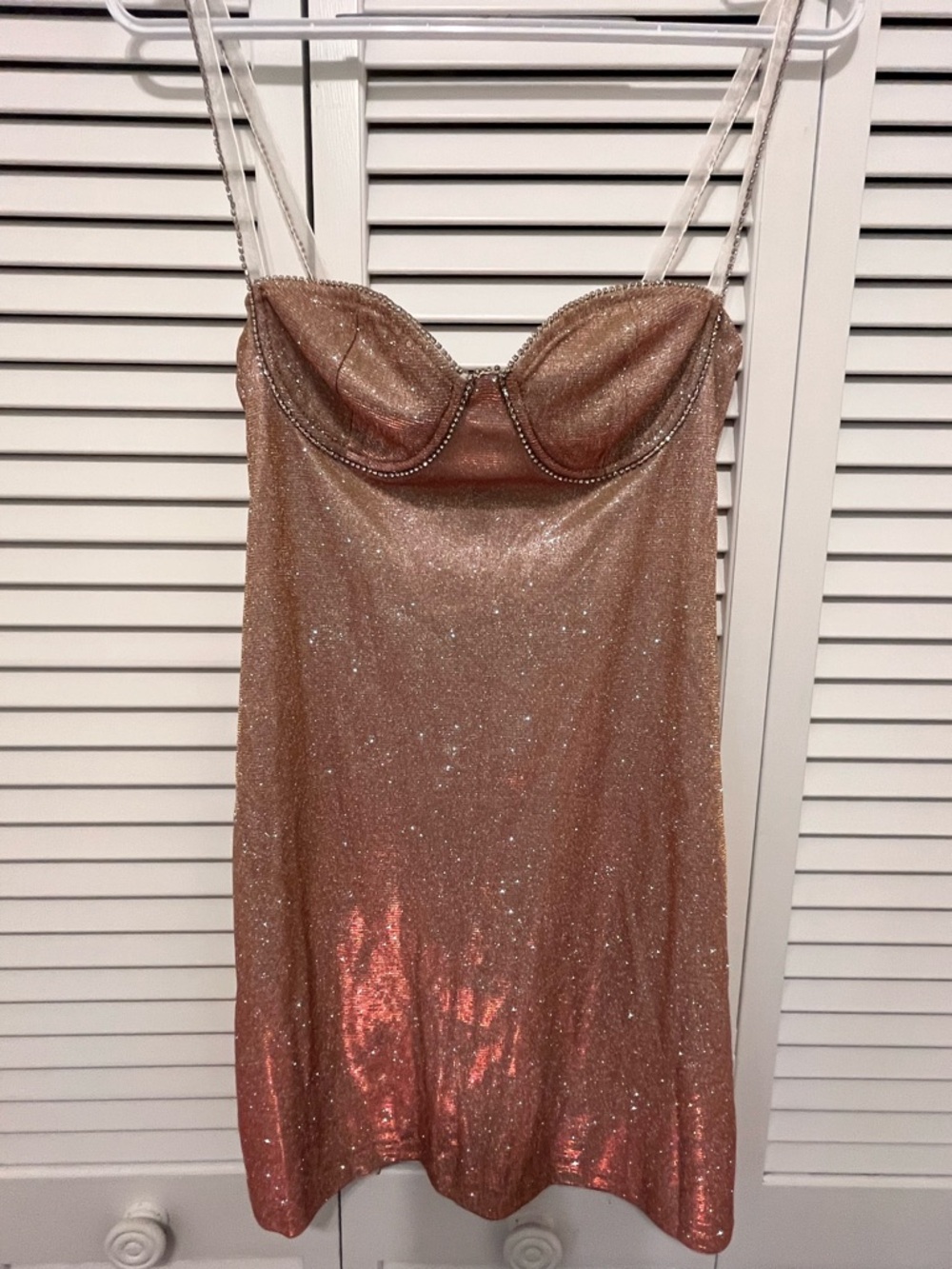 Sparkle Rose Gold Slip Dress with Corset Cup